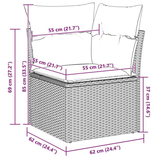 Soffset 6 st Grå [Syntetisk]: Poly Rattan