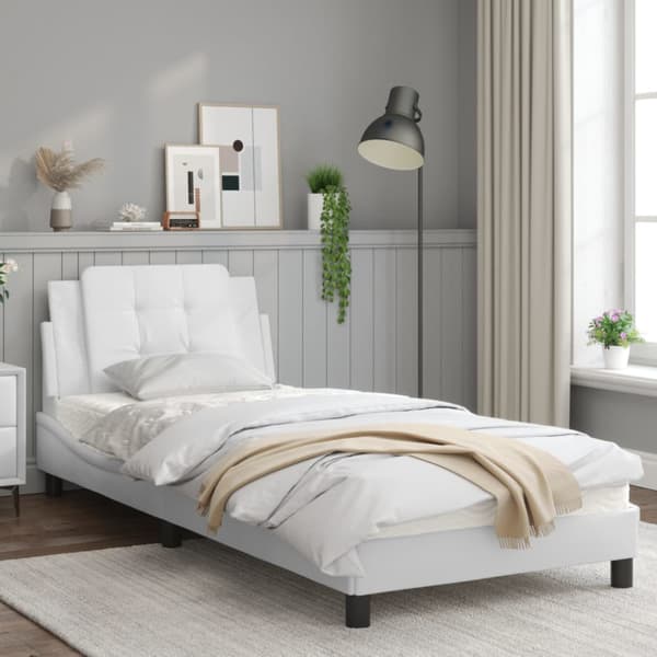 Bed Frame with LED without Mattress "Zadar" White 90x200 cm