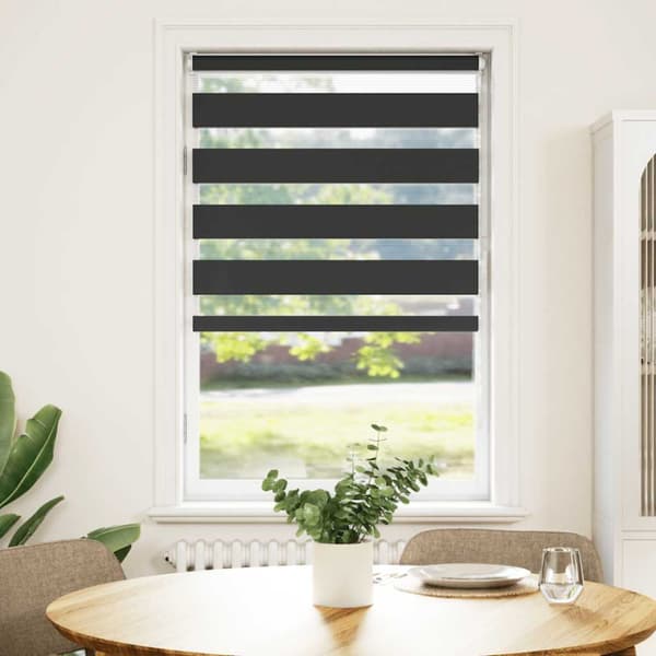 Rullgardin zebra svart 85x150 cm tyg bredd 80,9 cm polyester