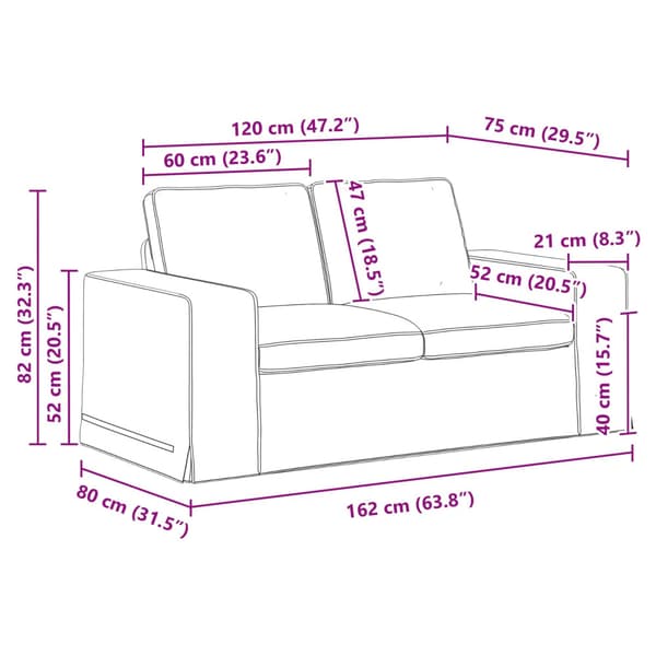 Soffset 2 pcs Blå 182 x 80 x 82 cm tyg