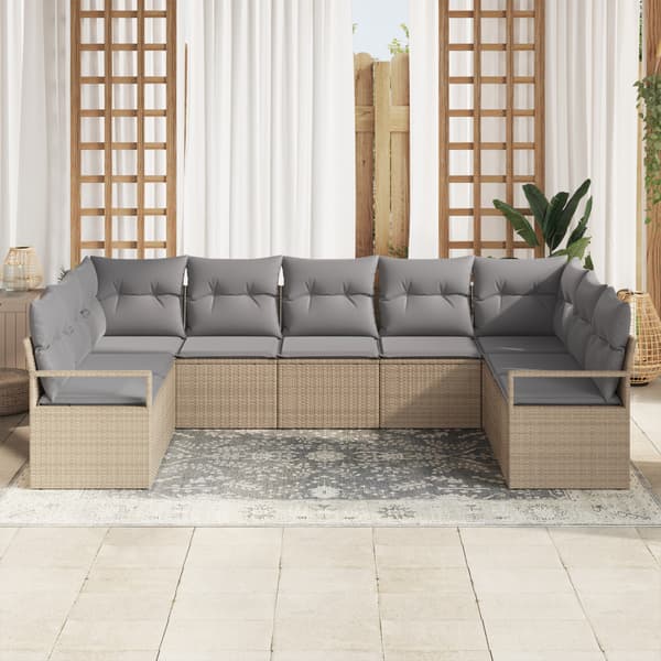 Soffset med kudde 9 pcs Beige konstrotting