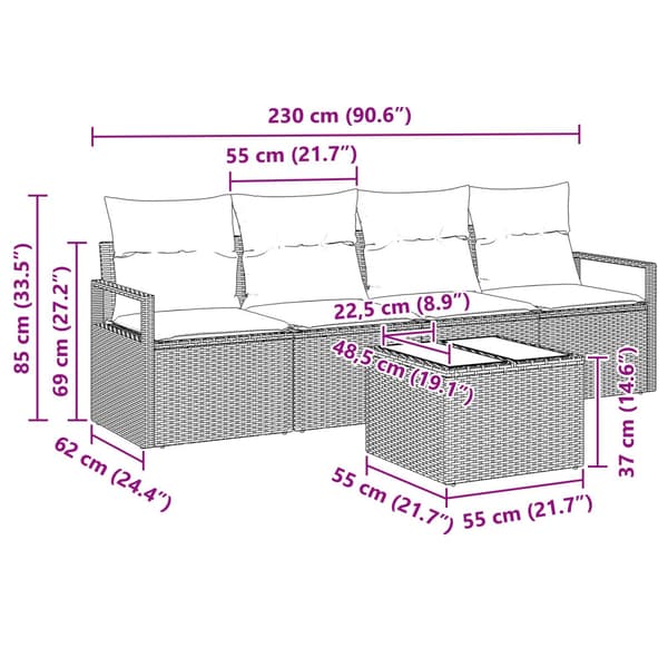 Soffset 5 pcs Grå och Blå konstrotting