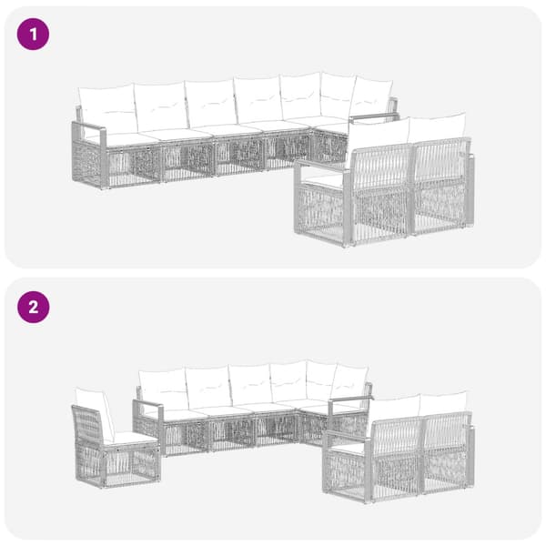 Trädgårdsoffset 8 pcs Svart konstrotting
