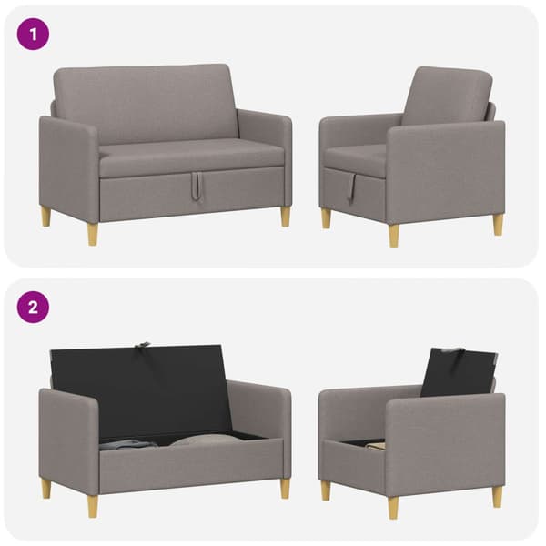 Soffgrupp med förvaring 2 pcs Taupe Polyester