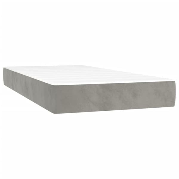 Ramsäng med madrass ljusgrå 90x200 cm sammet