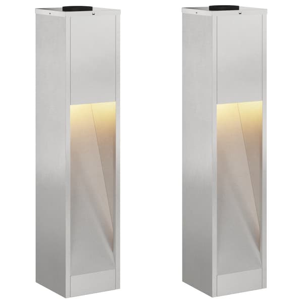 Solcell LED-vägbelysning 2 pcs Silver Rostfritt stål
