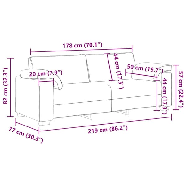 3-sitssoffa svart 220x77x82 cm sammet