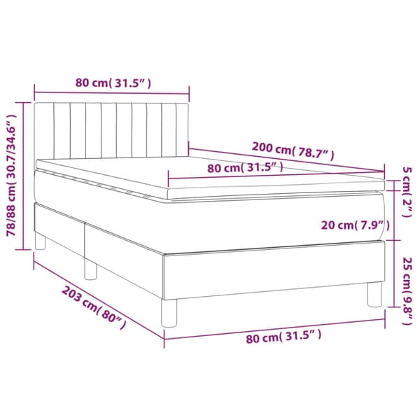 Ramsäng med madrass mörkblå 80x200 cm sammet