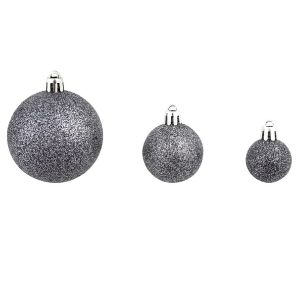 Julgranskulor 100 delar set 3/4/6 cm vit/grå