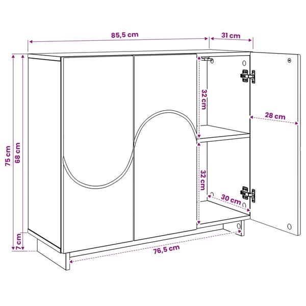Sideboard Vit 85.5 x 31 x 75 cm Konstruerat trä
