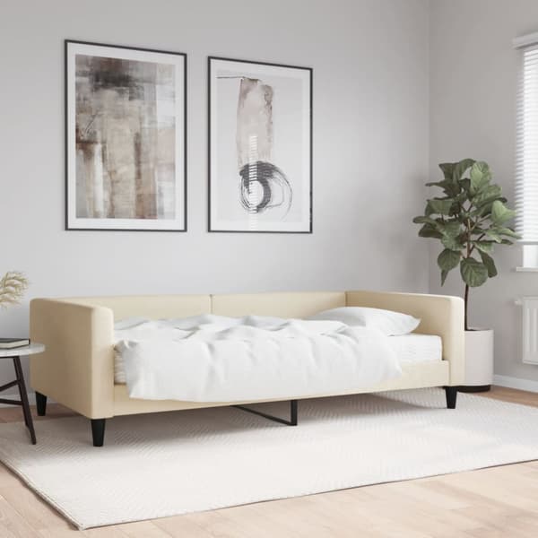 Dagbädd med madrass gräddvit 100x200 cm tyg