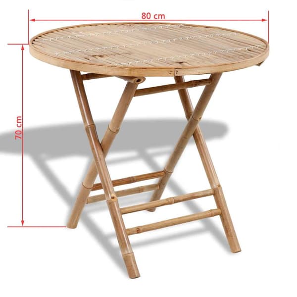 Hopfällbar matgrupp för trädgården 5 delar bambu