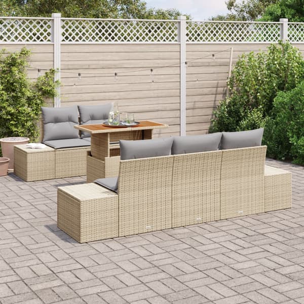 Trädgårdsoffset med lagring 6 pcs Beige Poly rattan