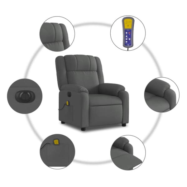 Elektrisk massagefåtölj mörkgrå tyg