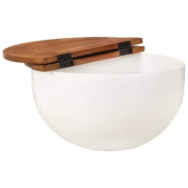 Soffbord vit 50x27 cm massivt återvunnet trä