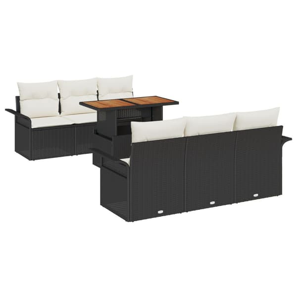 Trädgårdsoffset med lagring 7 pcs Svart Poly rattan