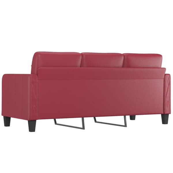 3-sitssoffa vinröd 180 cm konstläder