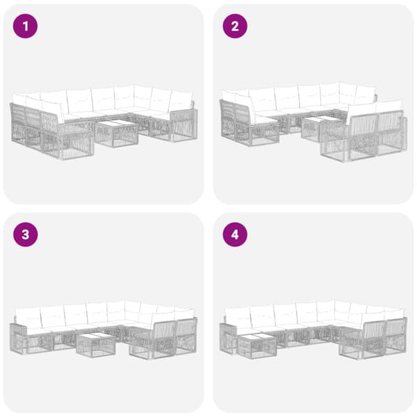 Trädgårdsoffset 10 pcs Grå och mörkgrå konstrotting
