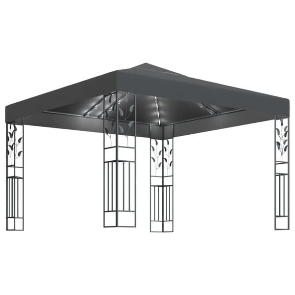 Paviljong med ljusslinga LED 3x3 m antracit