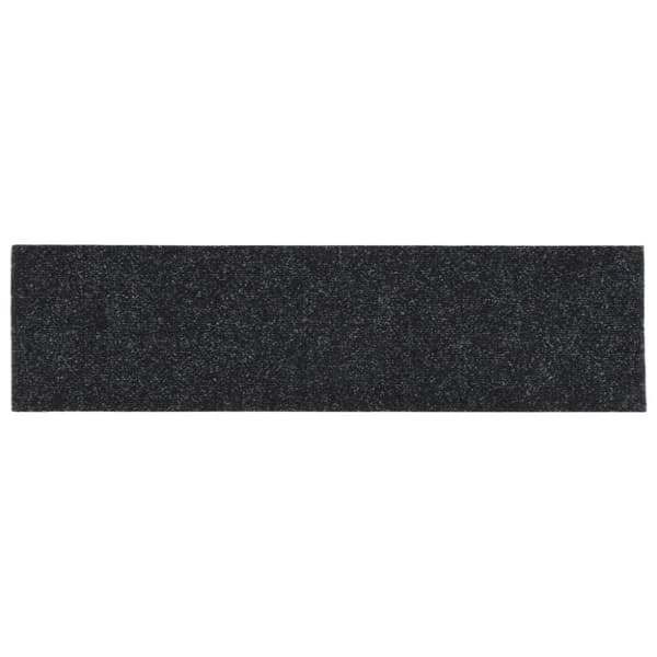 Trappmattor självhäftande 15 st 76x20 cm svarta rektangulära