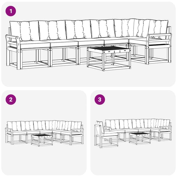 Utomhussoffset med kudde 7 pcs Vit och Beige