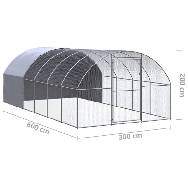Hönsbur för utomhusbruk 3x6x2 m galvaniserat stål