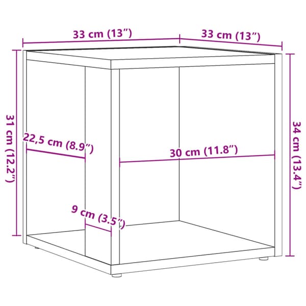 Sidobord åldrat trä 33x33x34 cm konstruerat trä