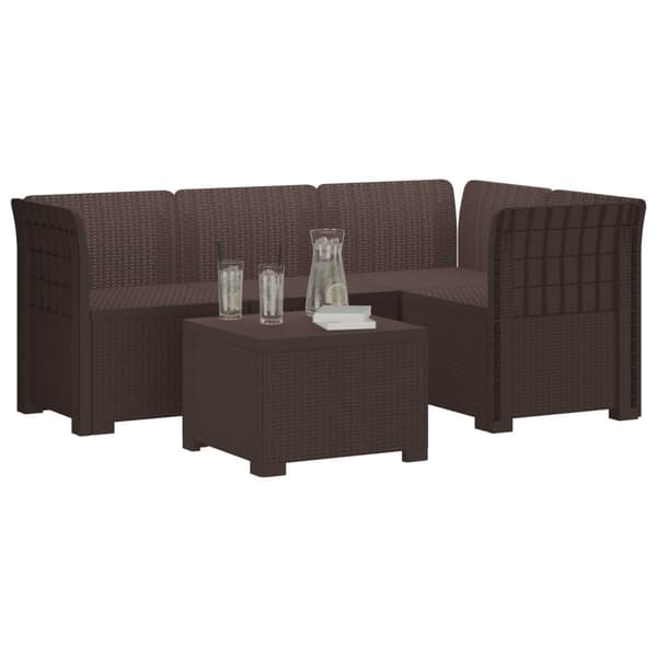 4-sits Trädgårdsoffa Rattan Look PP Brun
