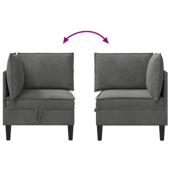 Soffa med förvaring Mörkgrå Sammet