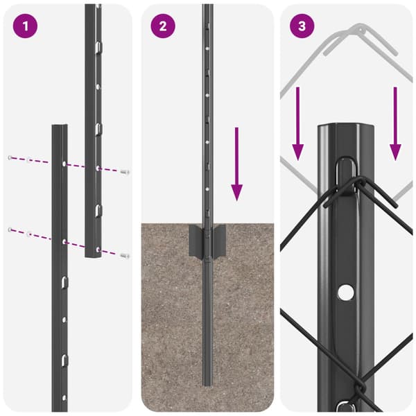 Stängsel med stolpe Grå 1,5 x 25 m Stål