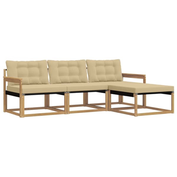 Utomhussoffset med kudde 4 pcs Vit och Beige