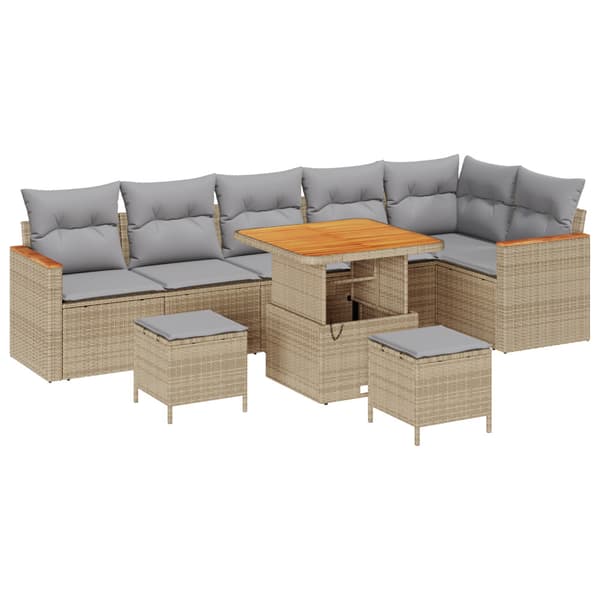 Trädgårdsoffset 9 pcs Beige konstrotting