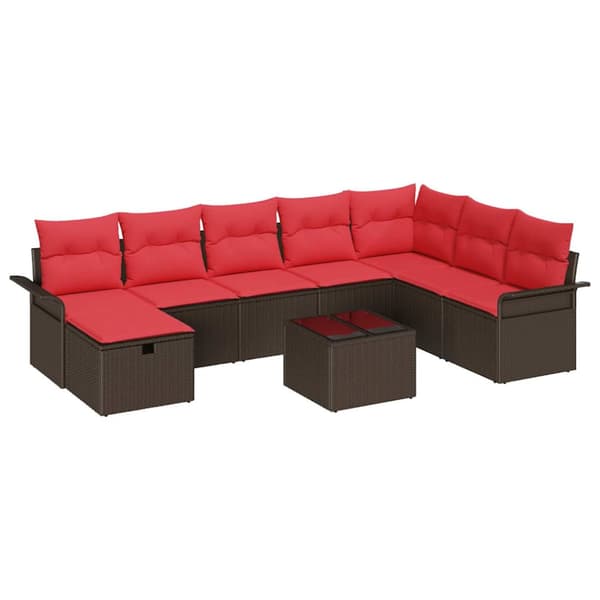 Trädgårdsoffset med kudde med lagring 9 pcs Poly rattan