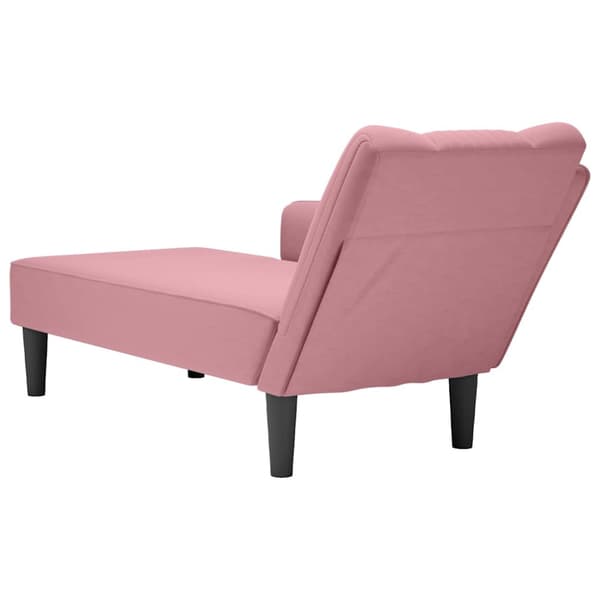 Schäslong med höger armstöd rosa sammet