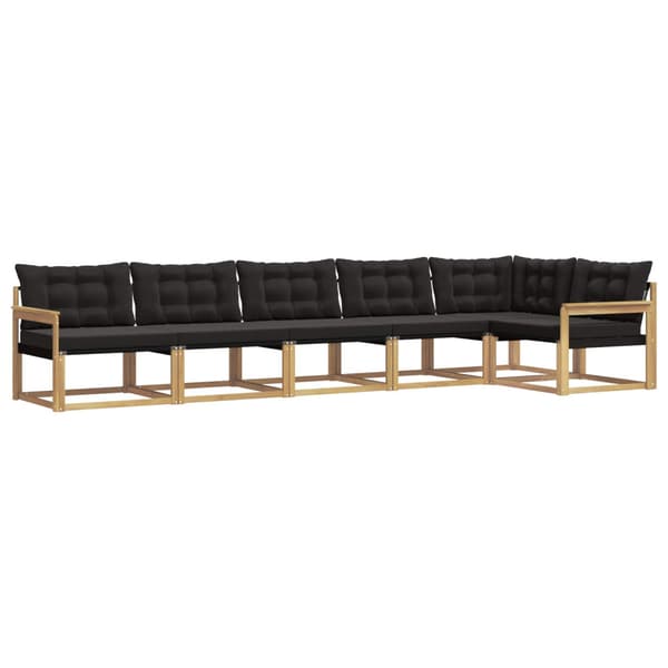 Utomhussoffset med kudde 6 pcs Vit och svart
