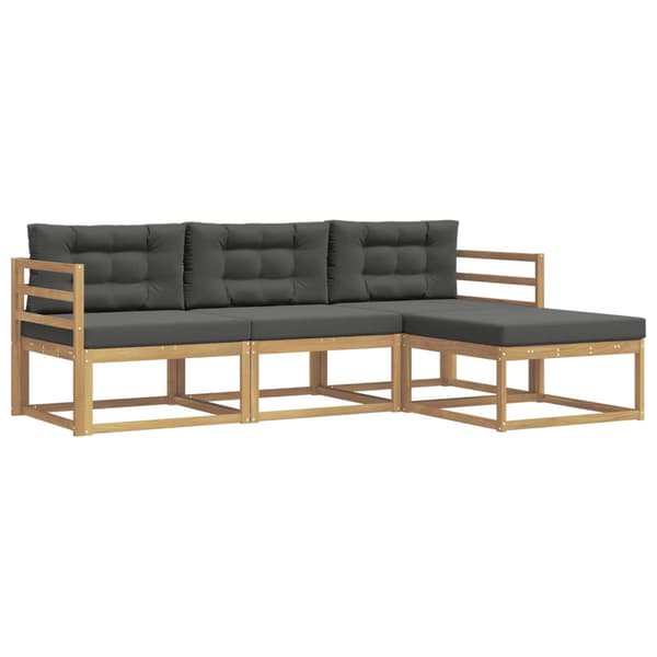 Utomhussoffset med kudde 4 pcs Vit och antracit Polyester