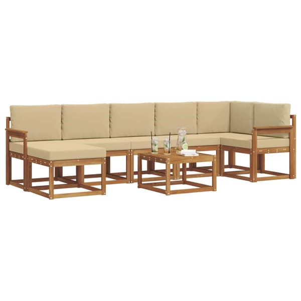 Utomhussoffset med kudde 8 pcs Naturlig och Beige