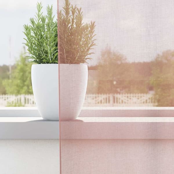Voile gardiner med stångfickor 2 st rosa
