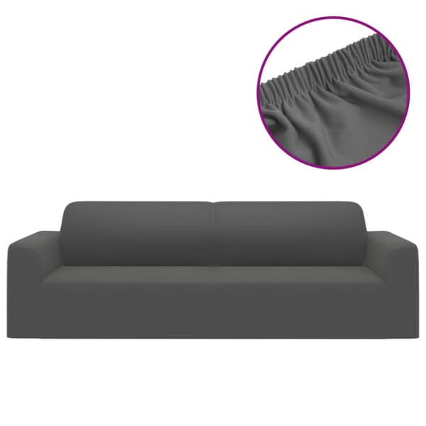 Sofföverdrag 3-sits med stretch antracit polyesterjersey