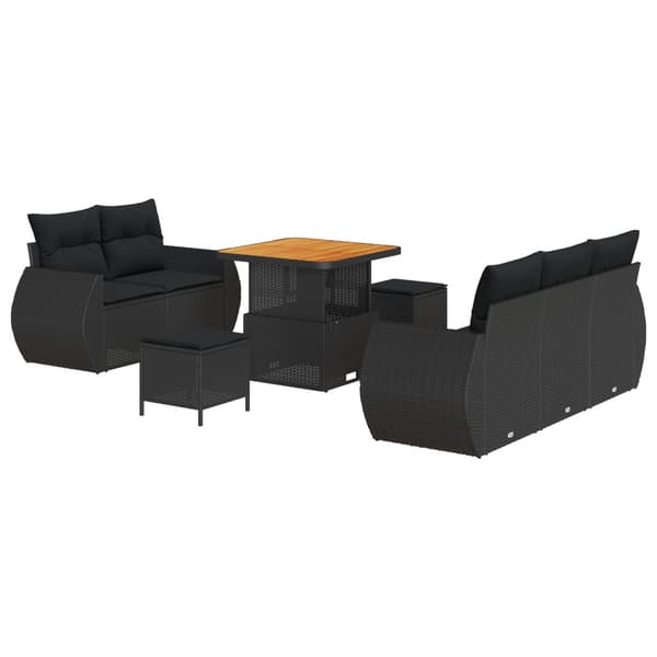 Trädgårdsoffset 8 pcs Svart konstrotting