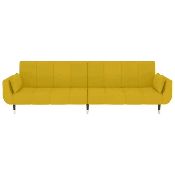 Bäddsoffa 2-sits med två kuddar gul sammet