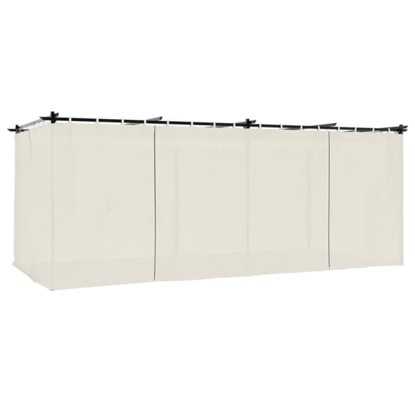 Paviljong med draperi gräddvit 6x3 m stål
