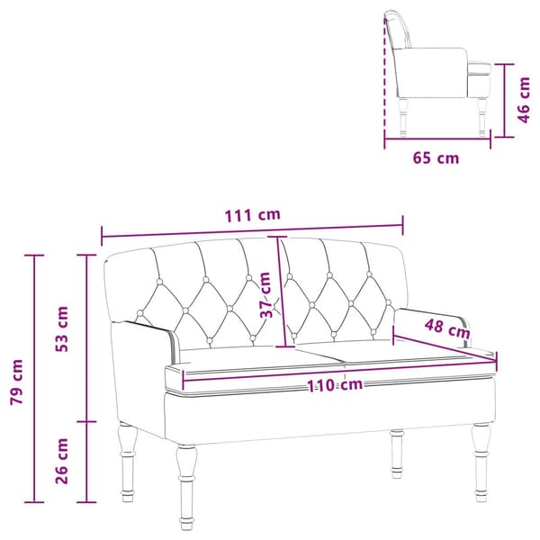Loveseat med knapprapport Turkos 111 x 65 x 79 cm Sammet