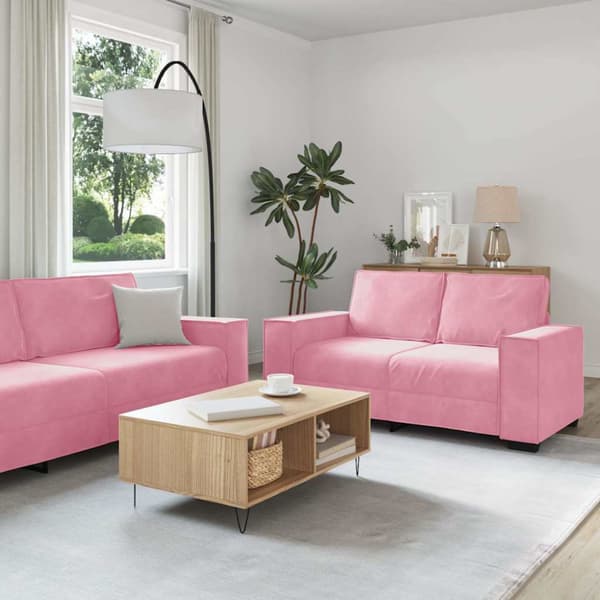 Soffgrupp med dynor 2 delar rosa sammet