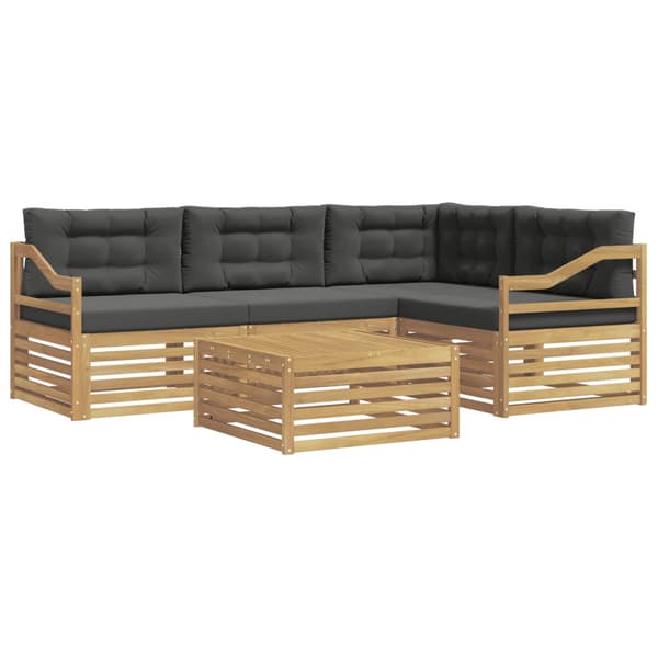 Utomhussoffset med kudde 5 pcs Vit och antracit Polyester