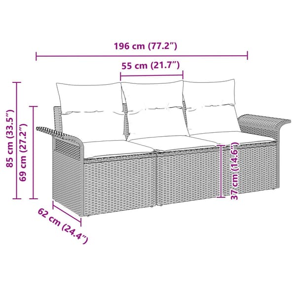 Soffset med kudde 3 pcs Grå konstrotting