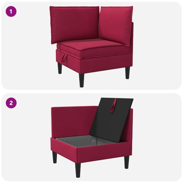 Soffa med förvaring Vinröd Sammet