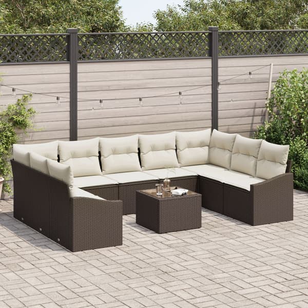 Soffset med kudde 10 pcs Brun konstrotting