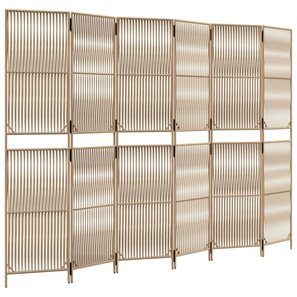Rumsavdelare 6 paneler beige konstrottning