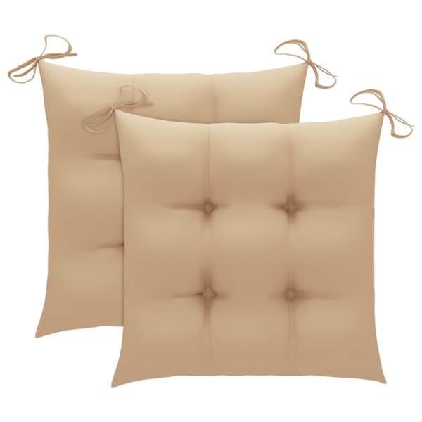 Trädgårdsstolar 2 st med beige dynor massiv teak